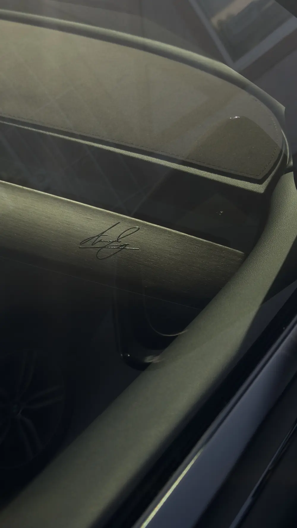 Signature UV DTF sticker on passenger dashboard
